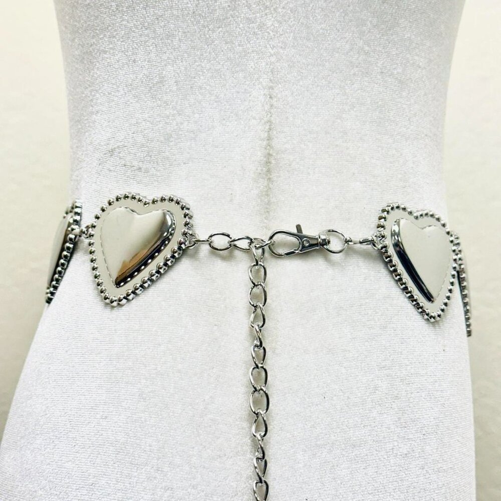 Silver heart waist chain belt - Picture 2 of 3